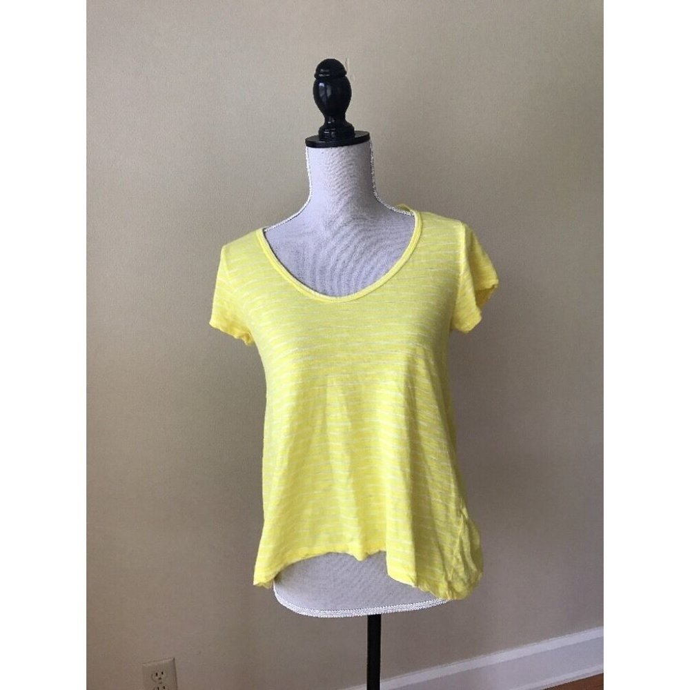 LEFT OF CENTER Yellow White Stripe Knit Top